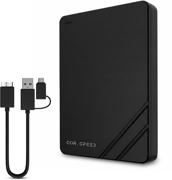 Cor.Speed Externe harde schijf 500 GB met USB C adapter - Harde schijf extern - HDD