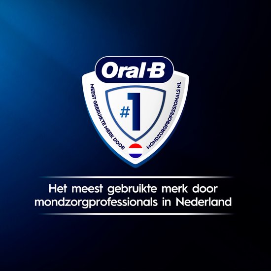 Oral-B logo met schild en "#1 Mondzorgprofessionals in Nederland".