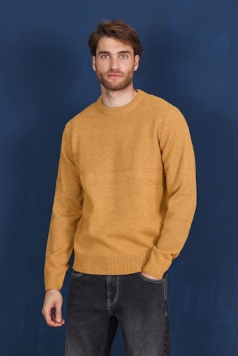 Blue Seven - heren - Trui 376539 geel gebreid maat XL