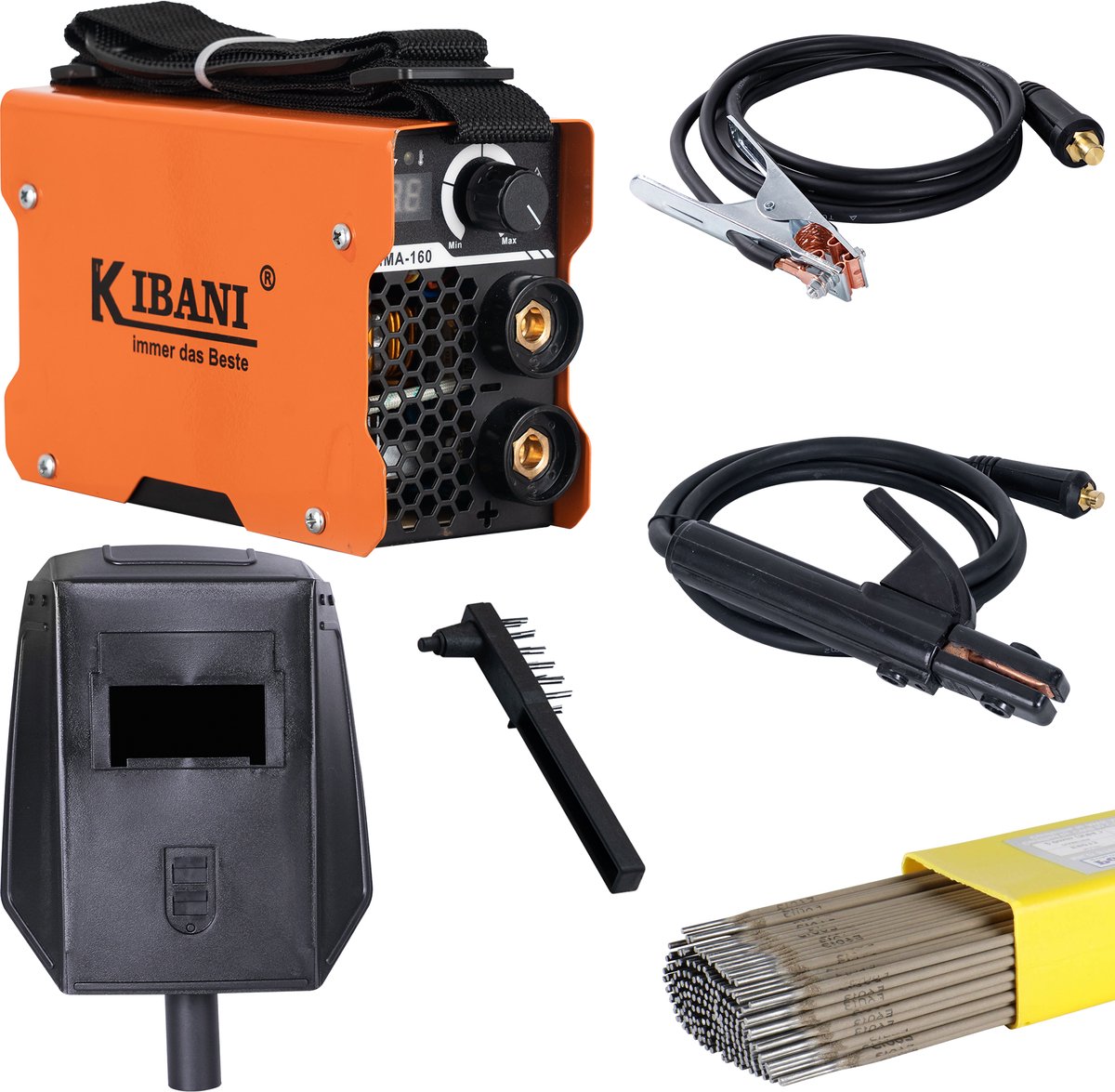 Kibani Lasapparaat MMA160 incl. 4 kg laselektroden - Elektrode Lasapparaat tot 3.2 mm - IGBT-Inverter-Technologie - Compact en Lichtgewicht - Elektrisch Lasapparaat 220V - MMA / Stick