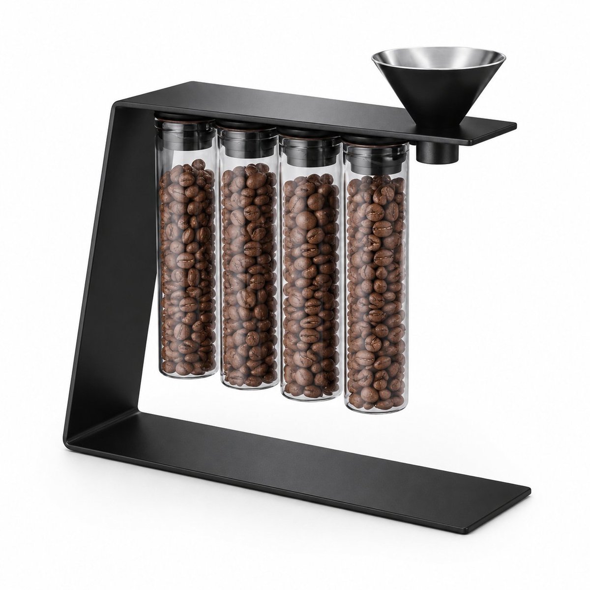 My Green Deal – RVS Koffieboonhouder Zwart – Koffiebonen Dispenser – Bonenhouder met Doseertrechter – Coffee Station Organizer – Premium 304 RVS
