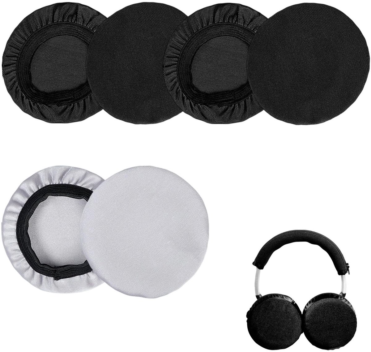 Dailygoods- Hoofdtelefoonhoezen Set van 6 - Rekbare/Elastische Covers - Wasbaar - Ademend - Geschikt voor Oorkussens 6-8,5 cm - Comfortabel voor Sport/Gaming - Oorkussenhoezen