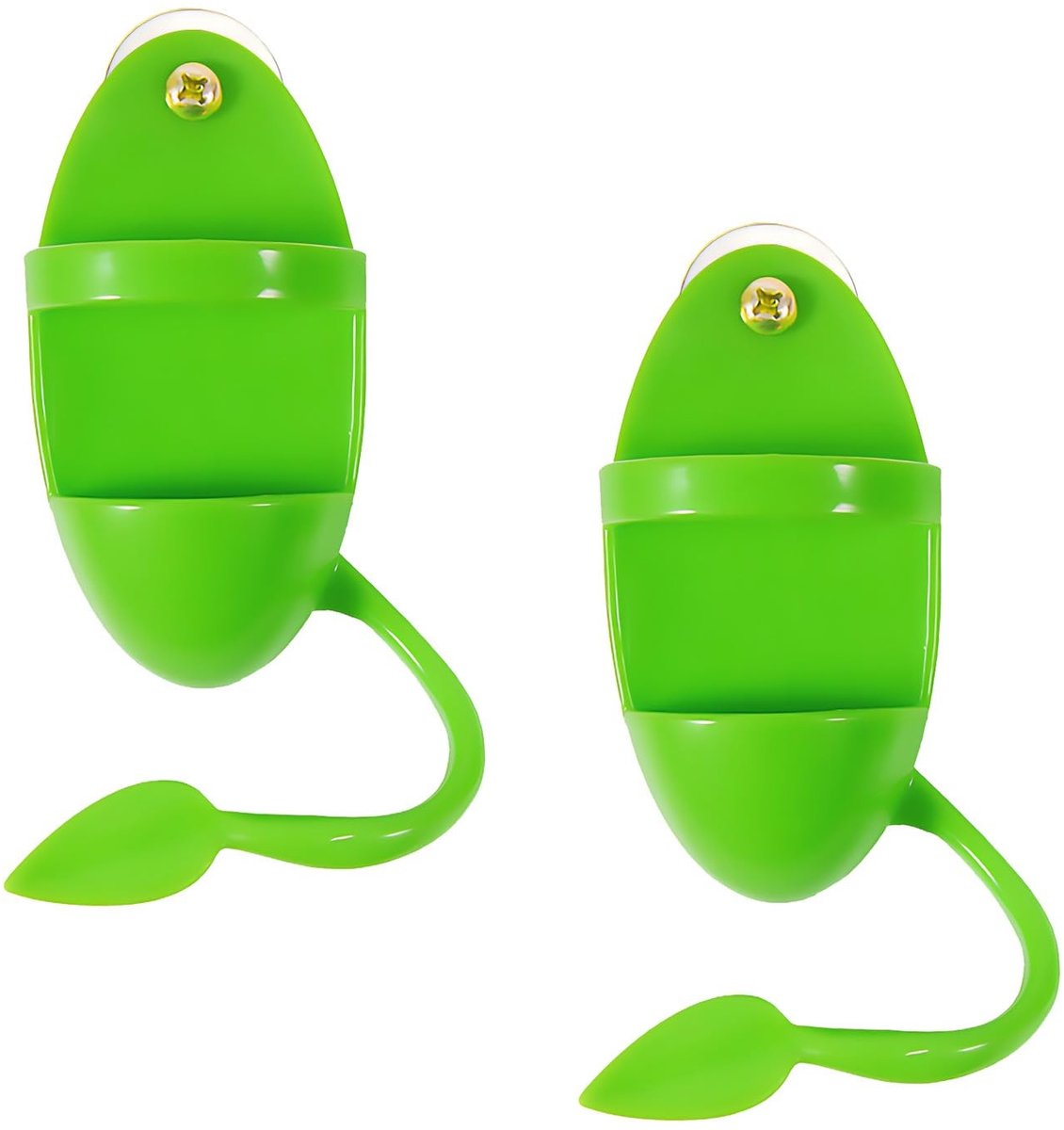Dailygoods- Voederdispenser 2 stuks - Voedselcontainer - Vogelvoederstandaard - Papegaaien - Huisdier - Kunststof/Metaal, Groen, 11 cm - Voedertrog