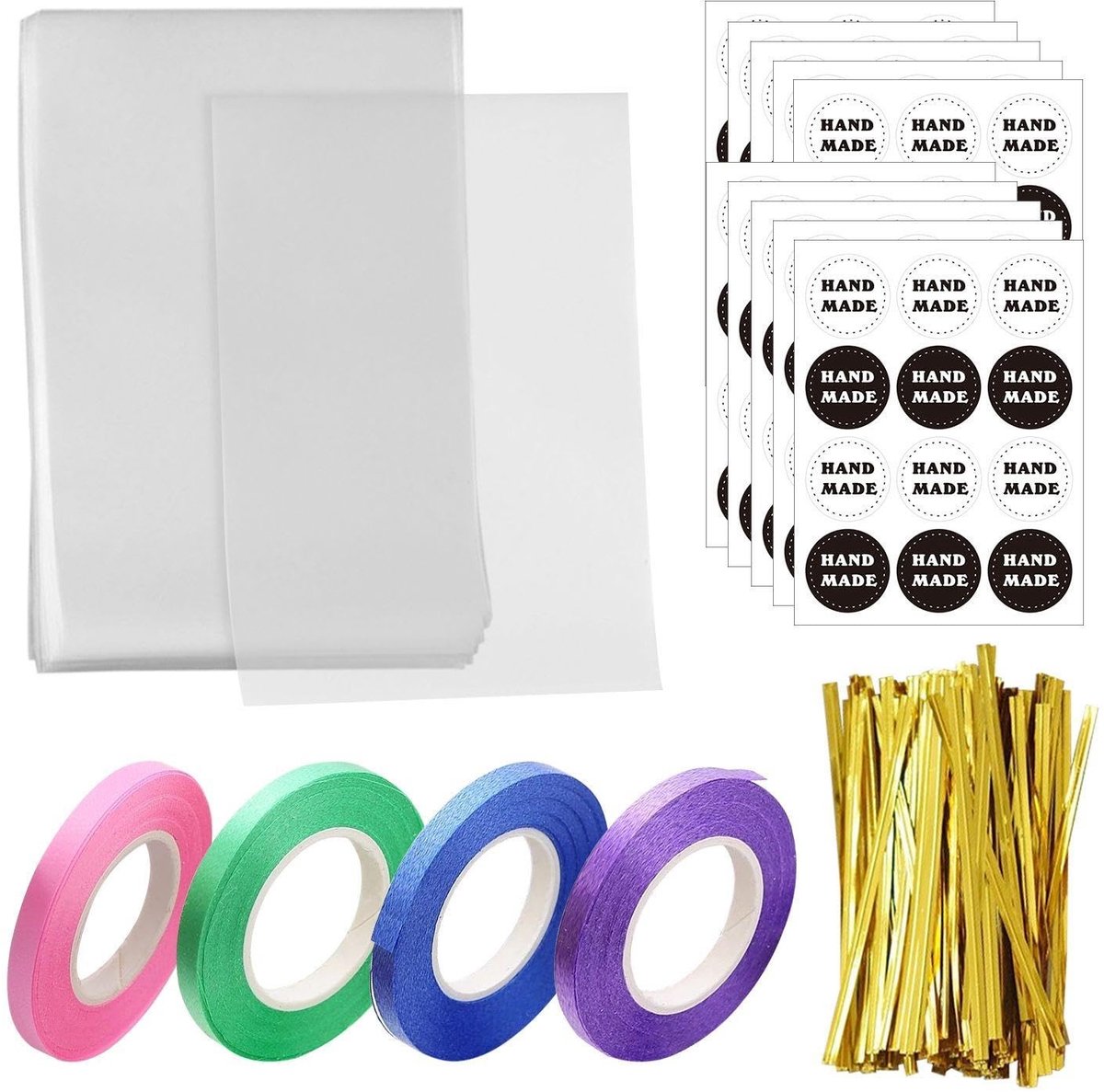 Dailygoods- Verpakkende Zakken 100 Stuks - Transparant - Giftverpakkingsaccessoires - Voor Snoep/Koekjes/Snacks - Inclusief Stickers/Linten - Afmeting 15x10Cm - Cadeauzakken