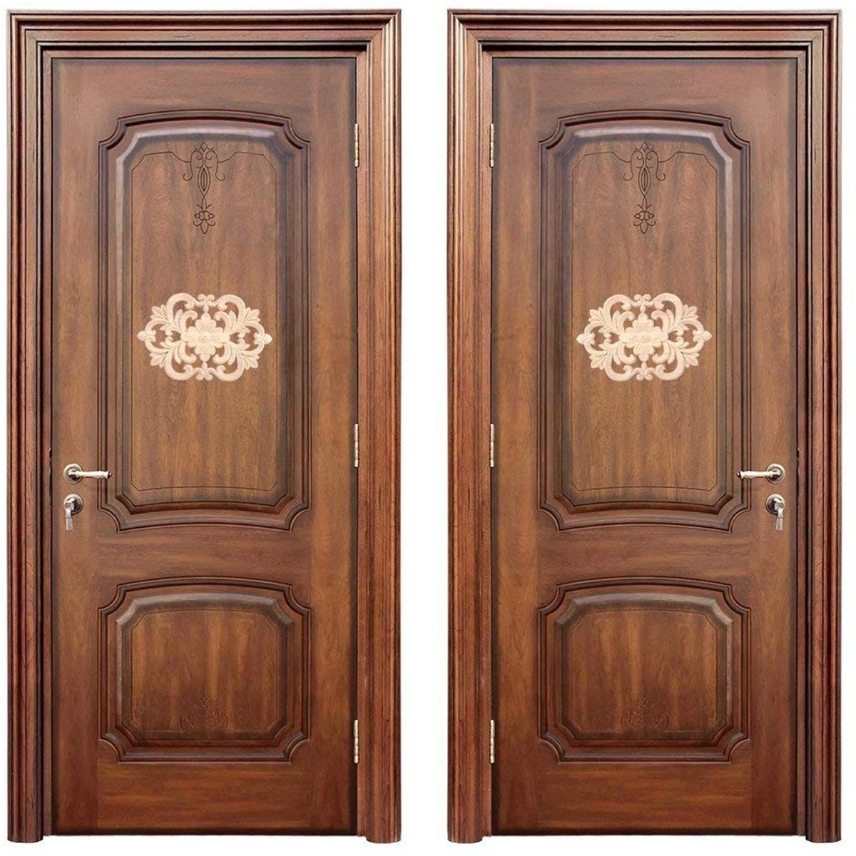 Dailygoods- Houten Ornament - Decoratie Wand - Houten Decoratie - Houten Ornamenten - Bloemmotief - Rubberhout - 22x14 cm
