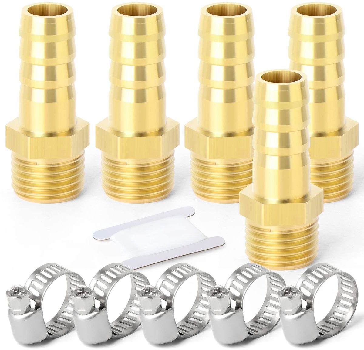 Dailygoods- Knelkoppelingen 5 Stuks - Messing Pijpfittingen - 25mm OD Barb - 1" Mannelijke BSP - Hoge Temperatuurbestendigheid - Gladde Draden - Pijpfitting