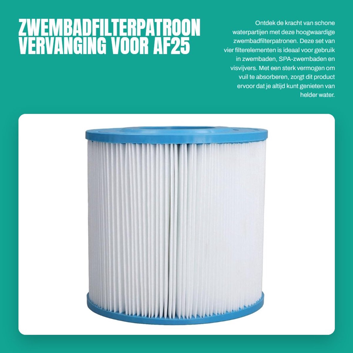 Dailygoods - Zwembadfilterpatroon - Vervanging voor AF25 - Sterk vuilabsorberend vermogen - 39 x 39 x 20 cm - Geschikt voor zwembaden en SPA-zwembaden...