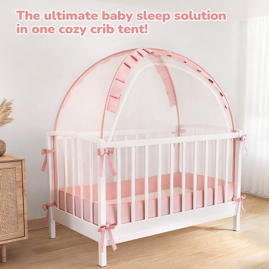 Babybed Klamboe met Popup-Functie - Automatisch Slot Rits, Grote Opening, Draagbaar Muskietennet voor Ledikant - Veilig & Ademend — afbeelding 2
