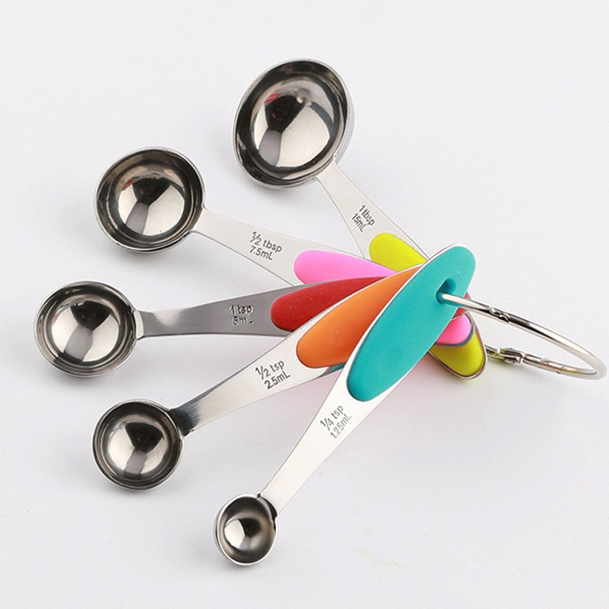 Dailygoods- Maatlepels Set van 5 - Roestvrij Stalen Maatlepels - Diepe Gegraveerde Maatmarkeringen - Vaatwasmachinebestendig - Keukengereedschap - Verschillende Maten - Maatlepelset