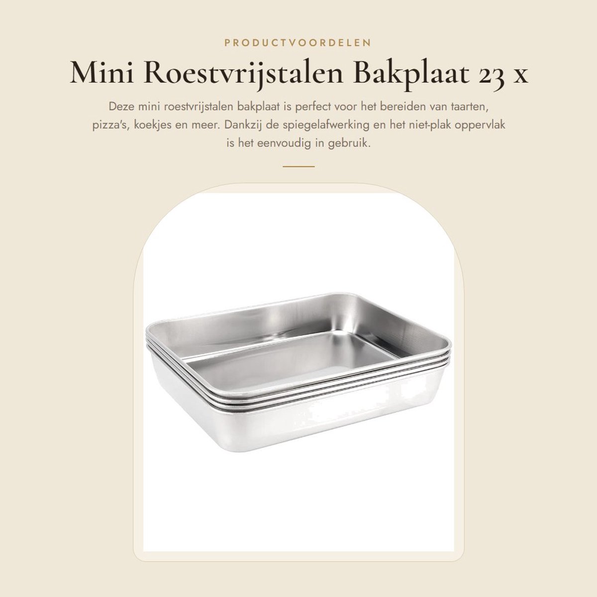 Dailygoods- Bakplaat Mini - 4 Stuks - Roestvrij Staal - 23 x 17 x 5 cm - Antiaanbaklaag - Geschikt voor Oven - Ideaal voor Taarten/Pizza/Koekjes - Ovenbak