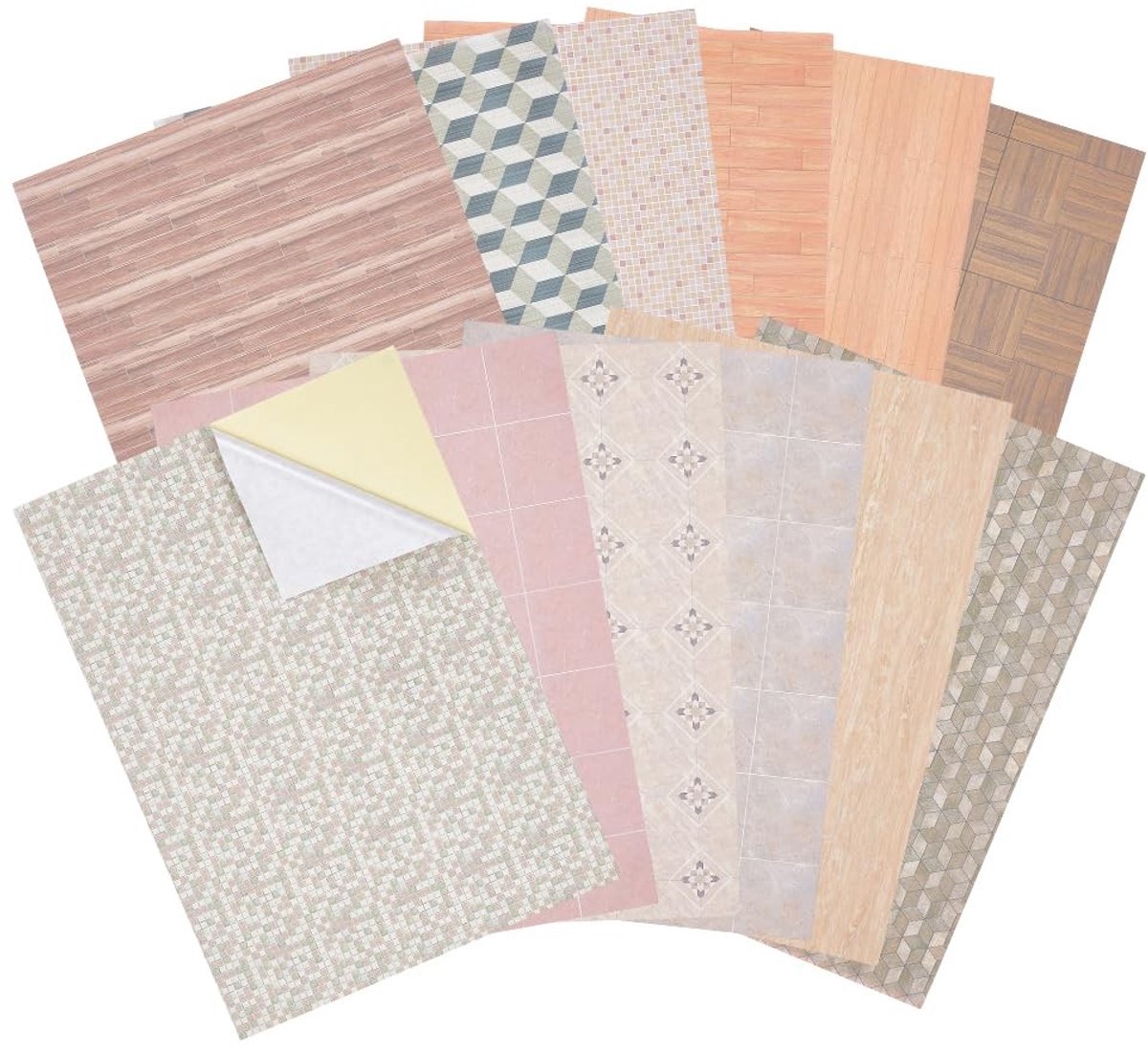 Dailygoods- Vloertegels Waterdicht - Zelfklevend - PVC - 12 Stuks - 29,7 x 21 cm - Voor Poppenhuis Decoratie - Poppenhuisvloertegels