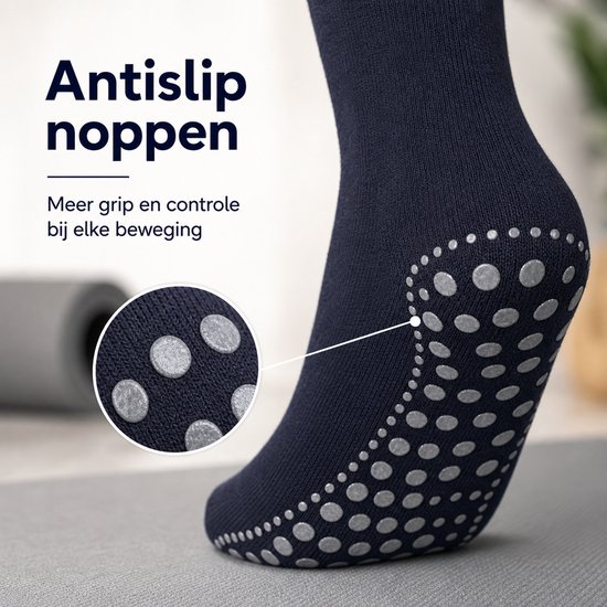 Malinsi® Sokken Antislip 3-Pack - 3 Paar Noppen Design maat 42-46 - Huissokken Dames en Heren anti slip - Gripsokken voor Yoga Pilates Ballerina Ballet - Fietssokken Wielrensokken Fiets tennissokken & Voetbal