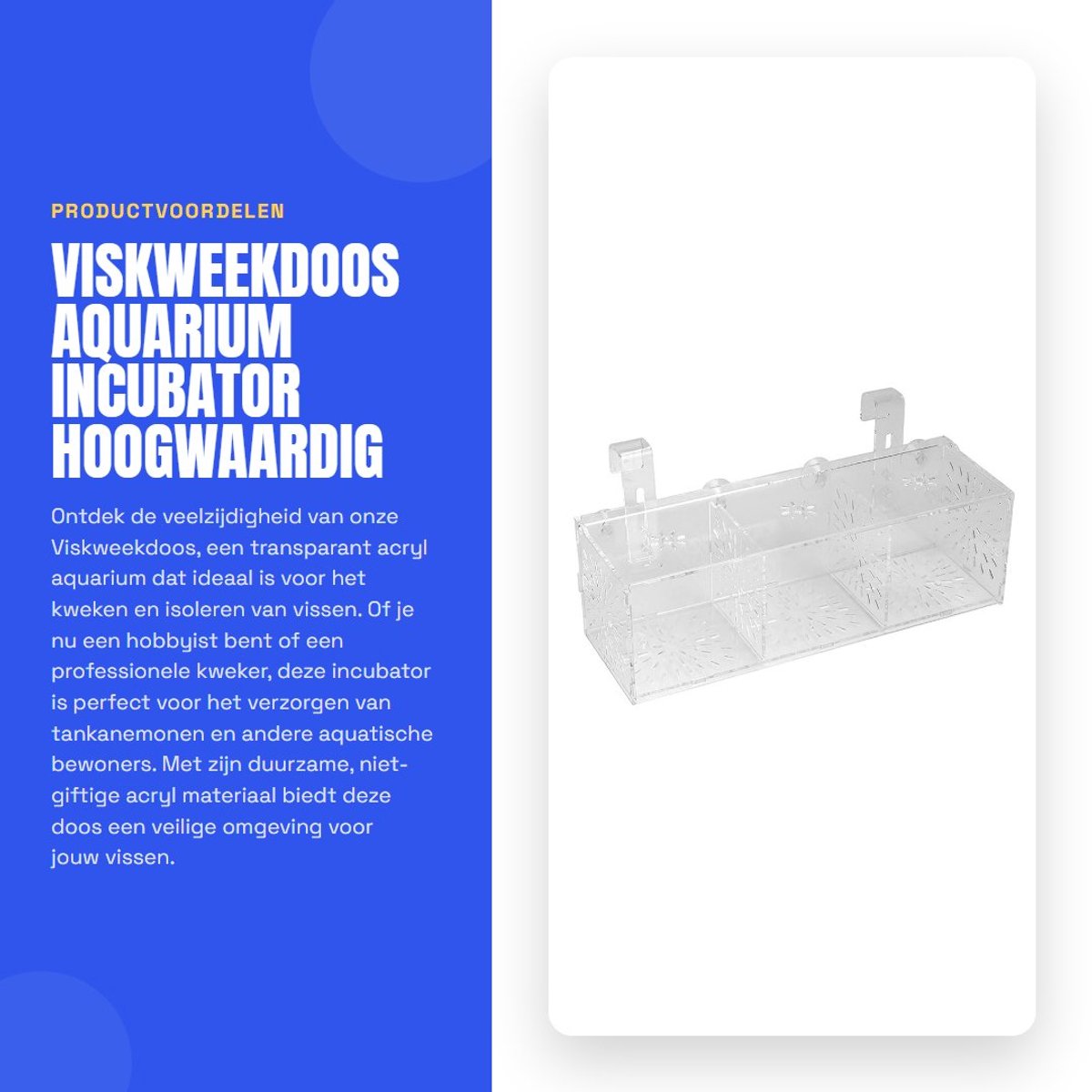 Dailygoods- Viskweekdoos Acryl - Aquarium Houder - Kweker Quarantaine - Isolatiebox - Transparant Ontwerp - 30CM x 10CM x 10CM