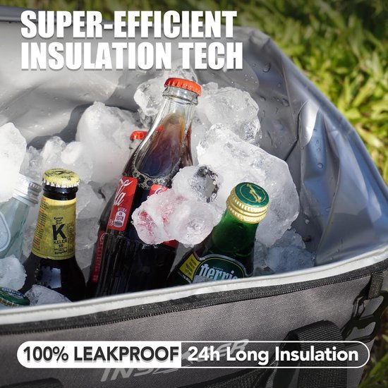 Koeltas 40 L - Koeltas opvouwbaar - Thermotas met opener - Isolatietas - Versterkte zijkanten/ 2 bekerhouders - picknick, camping en strand — afbeelding 5