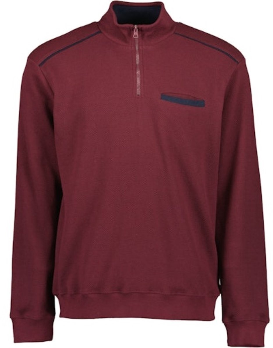 Blue Seven - heren - Trui 370204 bordeaux korte rits sweater maat 3XL