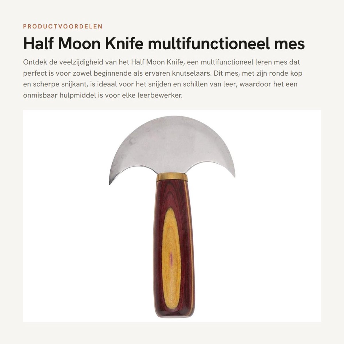 Dailygoods- Mes multifunctioneel - Ronde Kop - Scherp Staal - Leerbewerking - Handzaam - Elastische Riem 68 cm