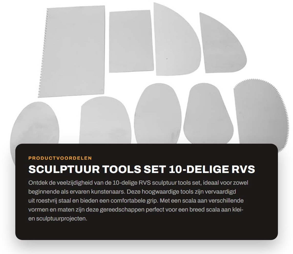 Dailygoods- Sculptuurtool 10-delig - Roestvrij Staal - Boetseergereedschap - Klei Accessoires - Sculpting Tools - Lichtgewicht en Compact - Klei Gereedschap