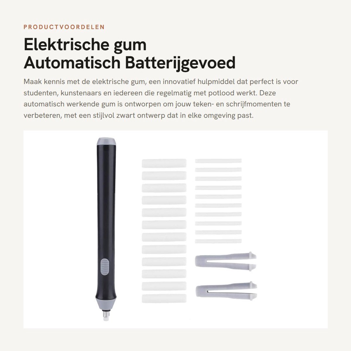 Dailygoods - Elektrische gum - Automatisch - Batterijgevoed - Zwart - Gumvullingen - Perfect voor creatief gebruik - Handig voor studenten