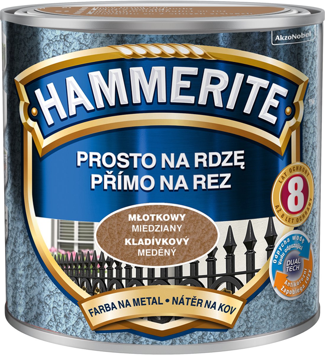 Hammerite Direct op roest hamer 0,25 l, koper
