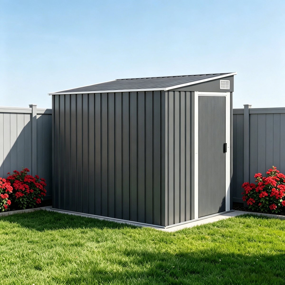 Tuinhuis Metaal, Metalen Schuurtje, Metalen Tuinschuur 2,81m² 154x206,5x181 cm Gereedschapsschuur Met Lessenaarsdak Fundering, Tuinberging Metaal, Gereedschapshok, Buitenopslag Schuur, Tuinkast Buiten, Fietsenstalling Klein Metaal