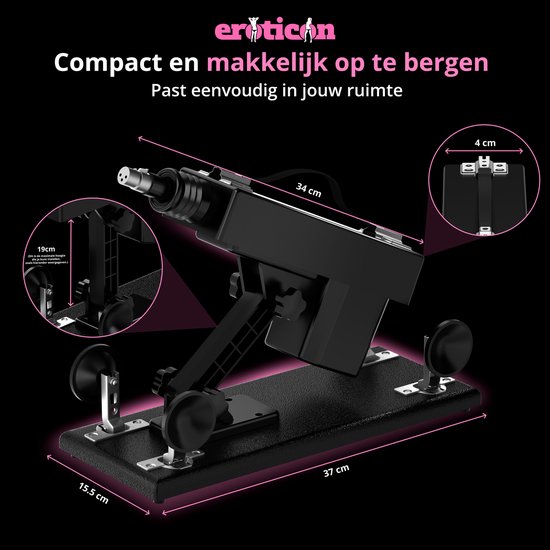 Afmetingen van de Eroticon machine