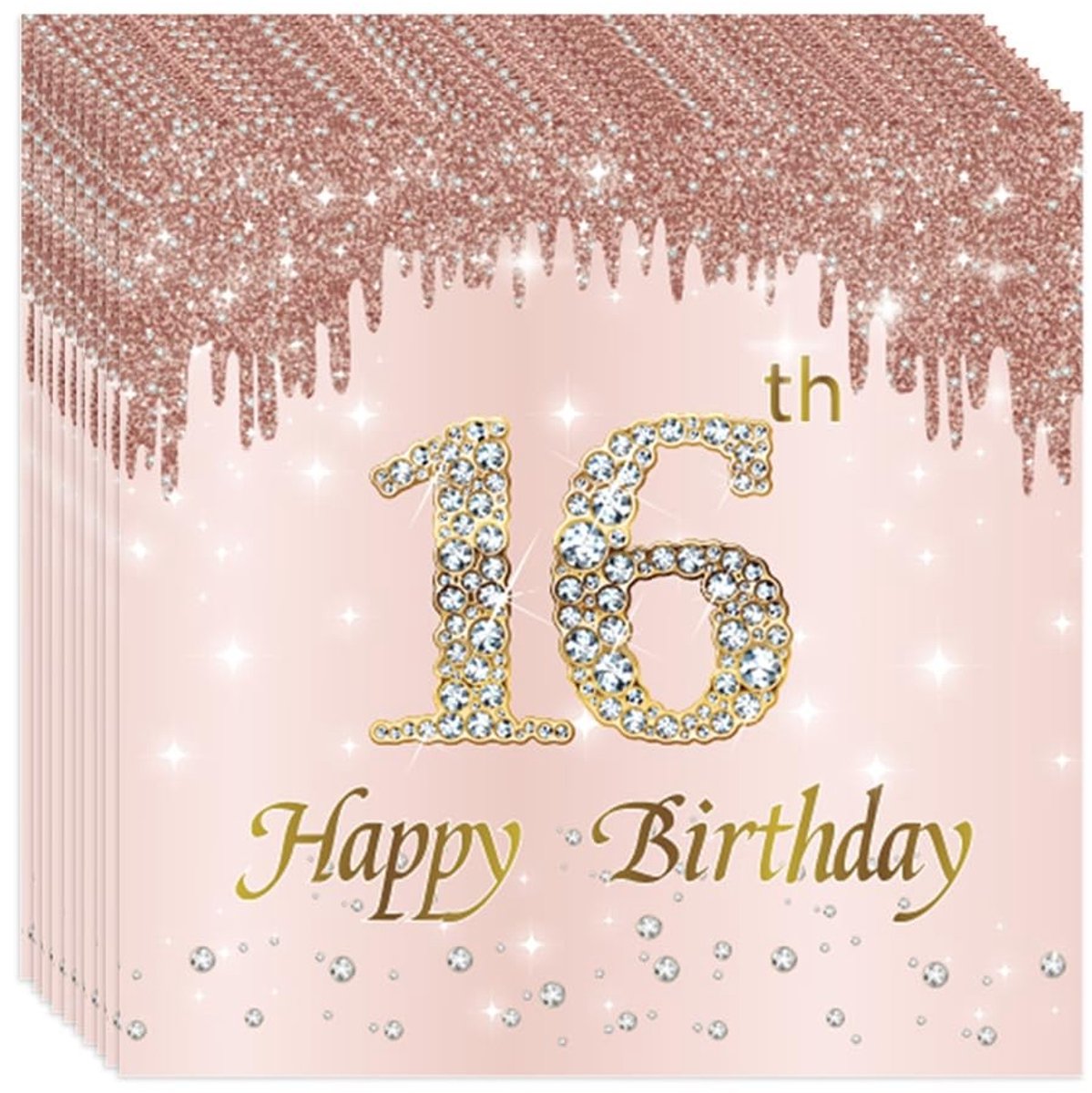 Dailygoods- Servetten 20 Stuks - Papieren Servetten - Verjaardagsservetten - Roze Goud - 2 Laags - 33 x 33 cm - Feestservetten