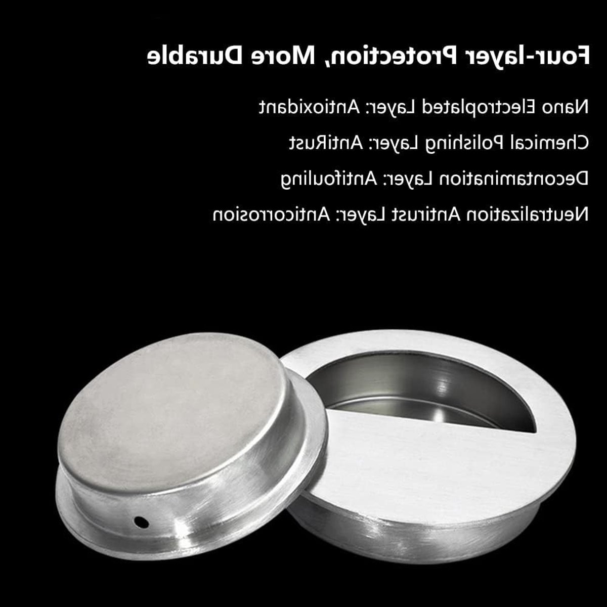 Set van 2 Ronde RVS Ingebouwde Deurgrepen van 4 cm voor Kasten, Lades en Kledingkasten met Verborgen Schroeven