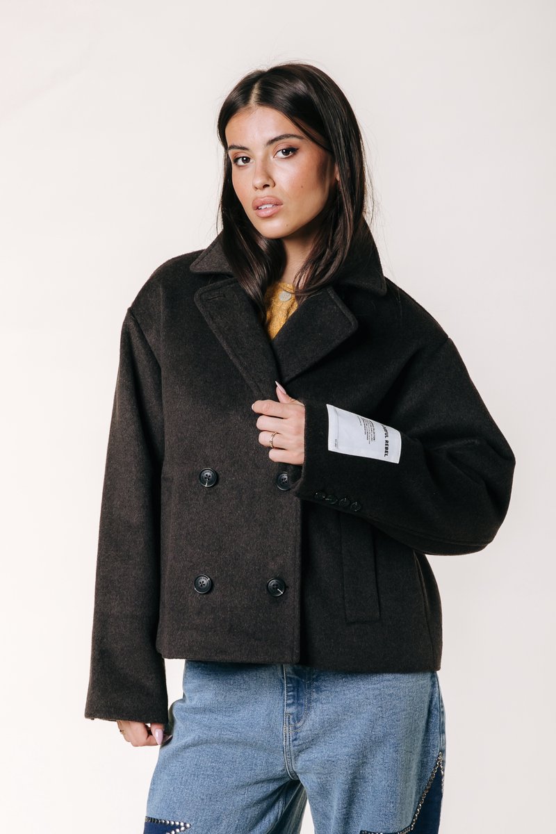 Colourful Rebel Zerisse Double Breasted Wool Short Coat - S