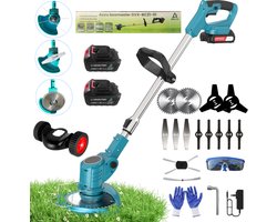Bosmaaier - Grastrimmer - Bosmaaiers - Bosmaaier accu - MET 2 ACCU'S EN LADER - 3 Verschillende snijbladen - Gehele set - Grasmaaier - Draagbare Elektrisch Grasmaaiers - 15cm maaibreedte - Zwart, voor Tuin