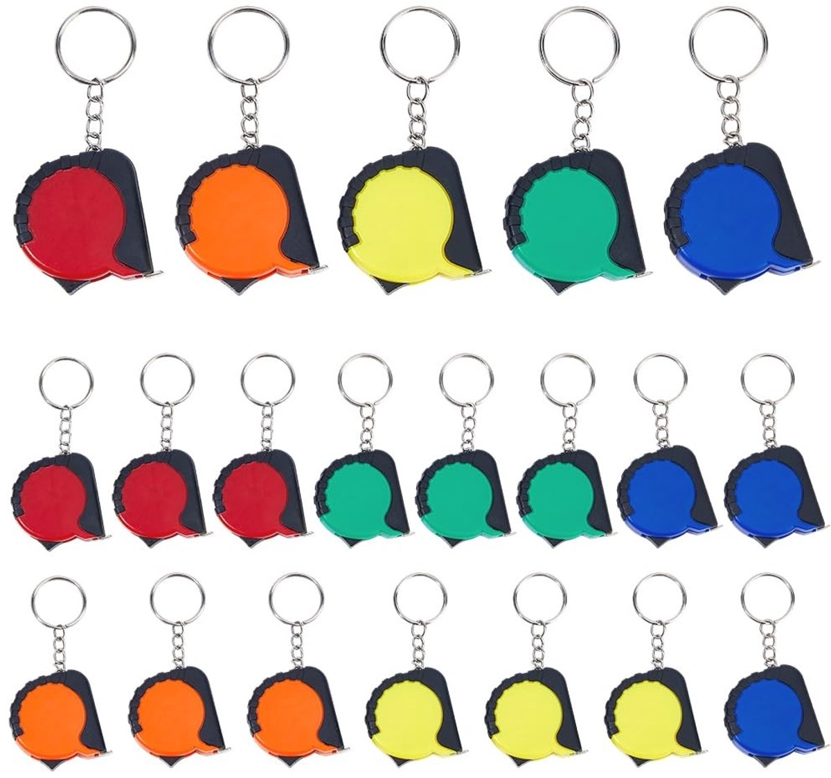 Dailygoods - 20 Stuks Mini Meetlint Sleutelhangers - Intrekbare Maat Meetlinten in 5 Kleuren