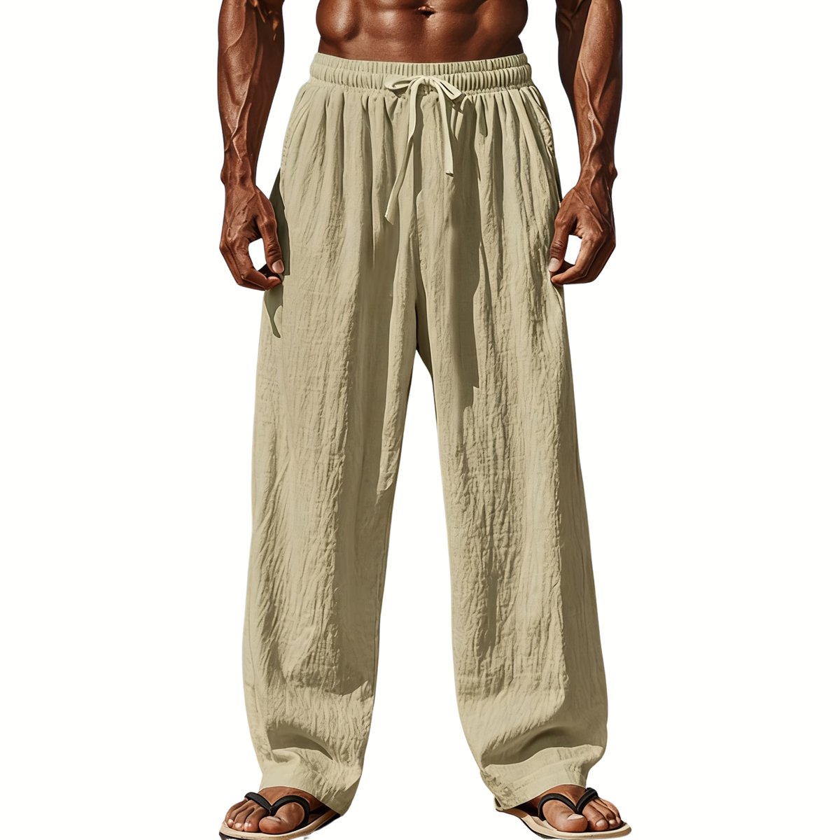 Currero Linnen Broek Heren - Zomerbroek - Volwassenen - Lange Broek - Pantalon - Strandbroek - Zomer - Ibiza Stijl - Champagne XL