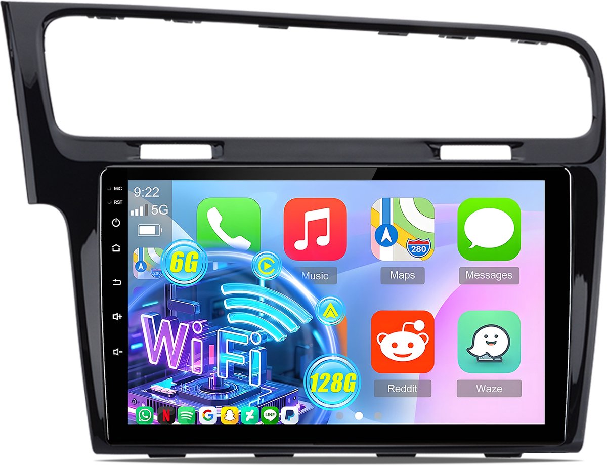 Cestovet Autoradio -Geschikt voor VW Volkswagen Golf 7 2012 t/m 2020 - Android 15 - Draadloos Apple Carplay & Android Auto - 6GB +128GB | 8-Core processor