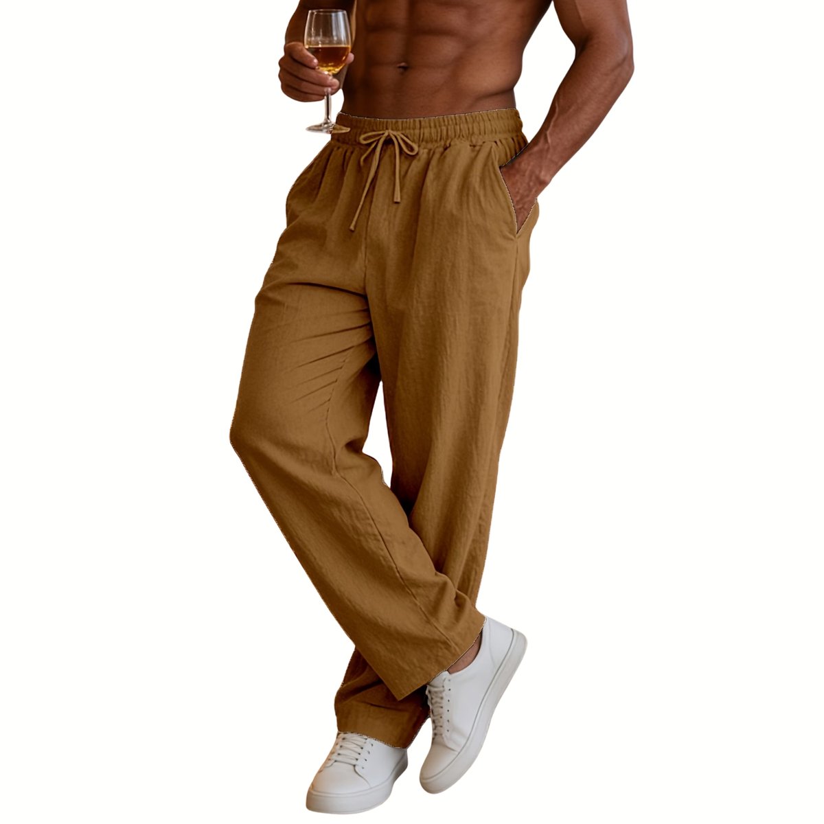 Currero Linnen Broek Heren - Zomerbroek - Volwassenen - Lange Broek - Pantalon - Strandbroek - Zomer - Ibiza Stijl - Oranjegeel XL