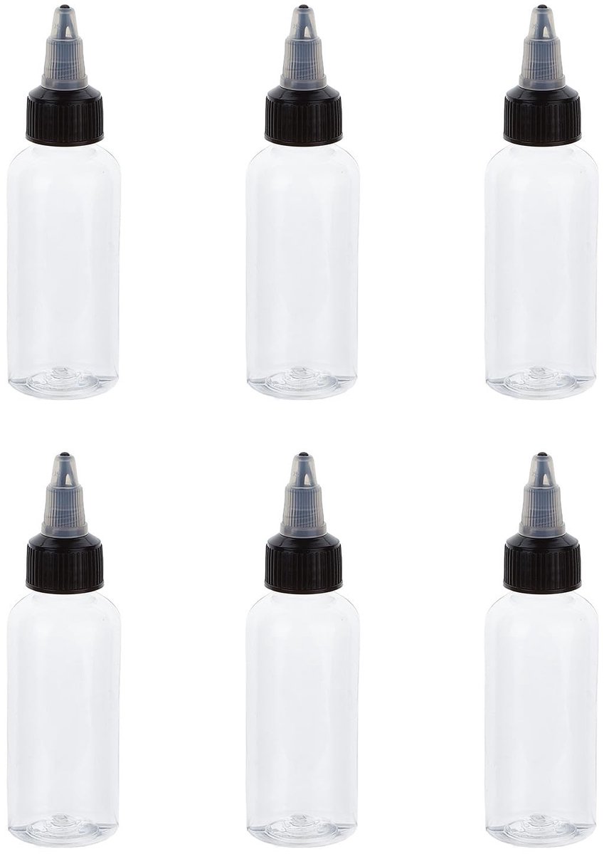 Dailygoods - Set van 6 Plastic Knijpflessen met Twist Top Cap - 60ml