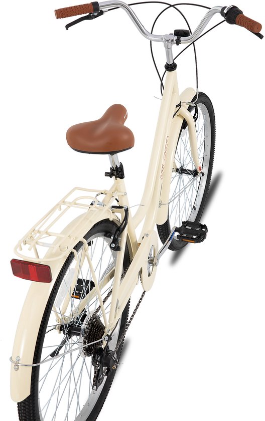 Hiland Breeze Dames Commuter Stadsfiets - 26" - 7 Versnellingen - Handrem - Mand - Standaard - Beige - Geschikt voor buitenactiviteiten in de lente van Hiland — afbeelding 2