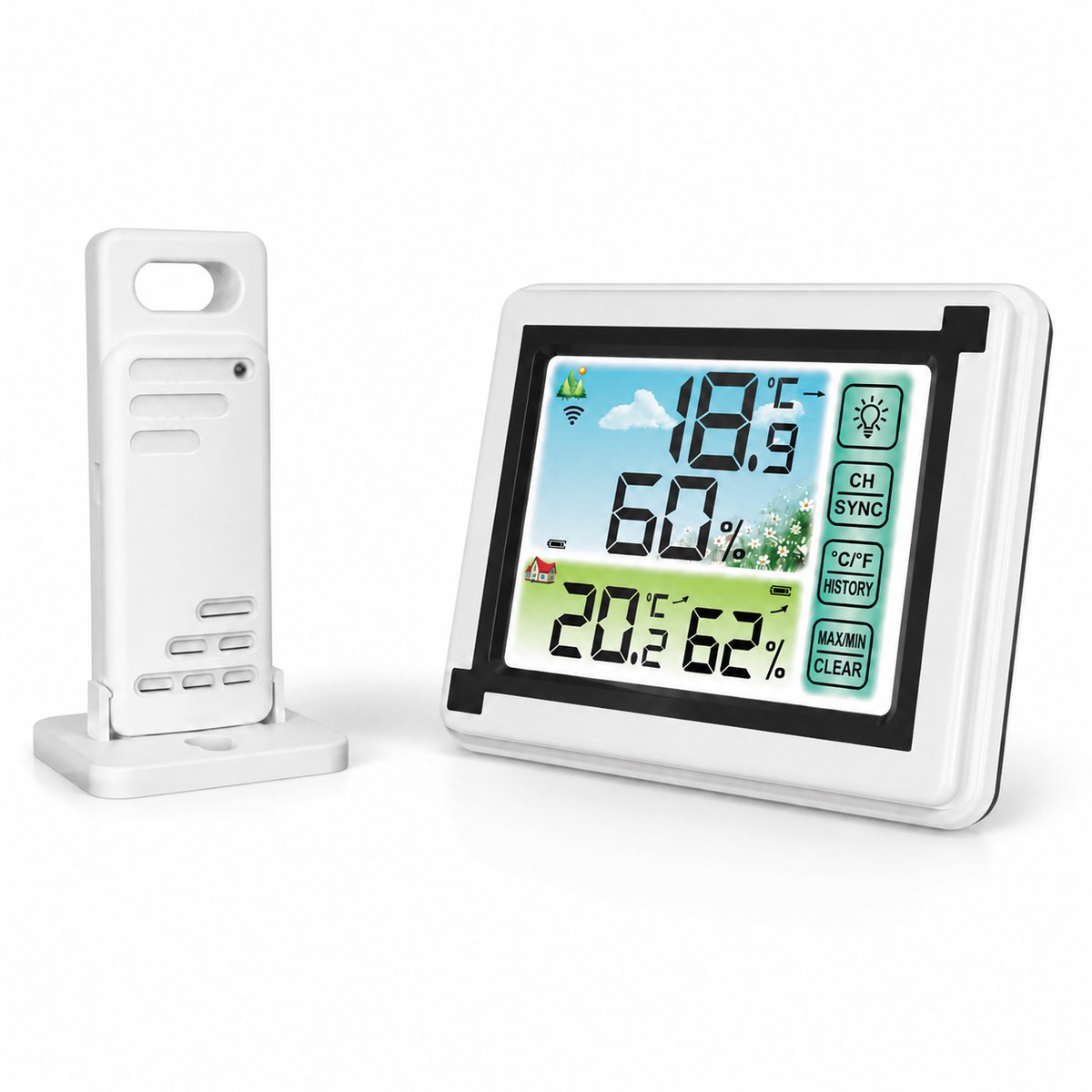Gloovon® - Hygrometer - Weerstation - Thermometer voor binnen - Digitale Thermo Hygrometer - Wit