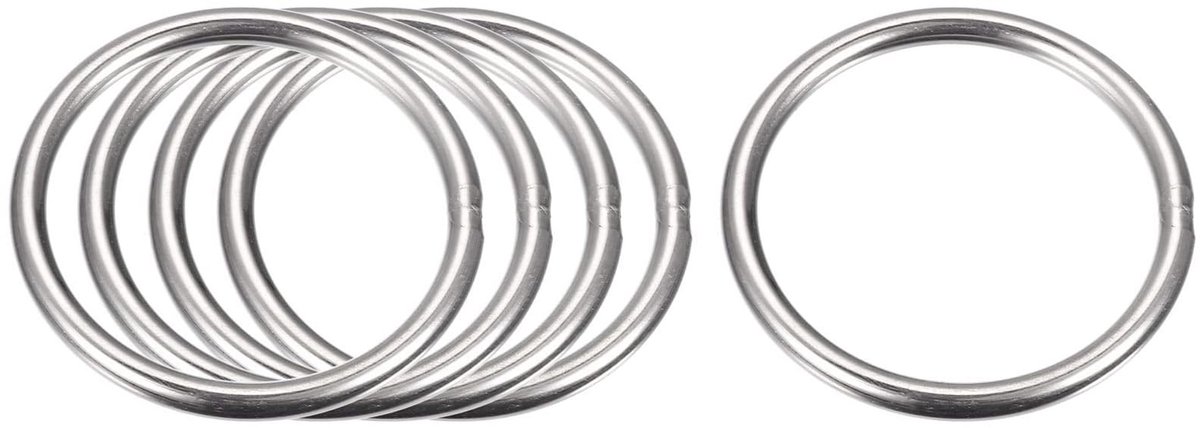 Dailygoods- O-ring 80 mm - 5 Stuks - Roestvrij Staal - Gelaste Ringen - Slijtvast - Corrosiebestendig - Naadloos Ontwerp