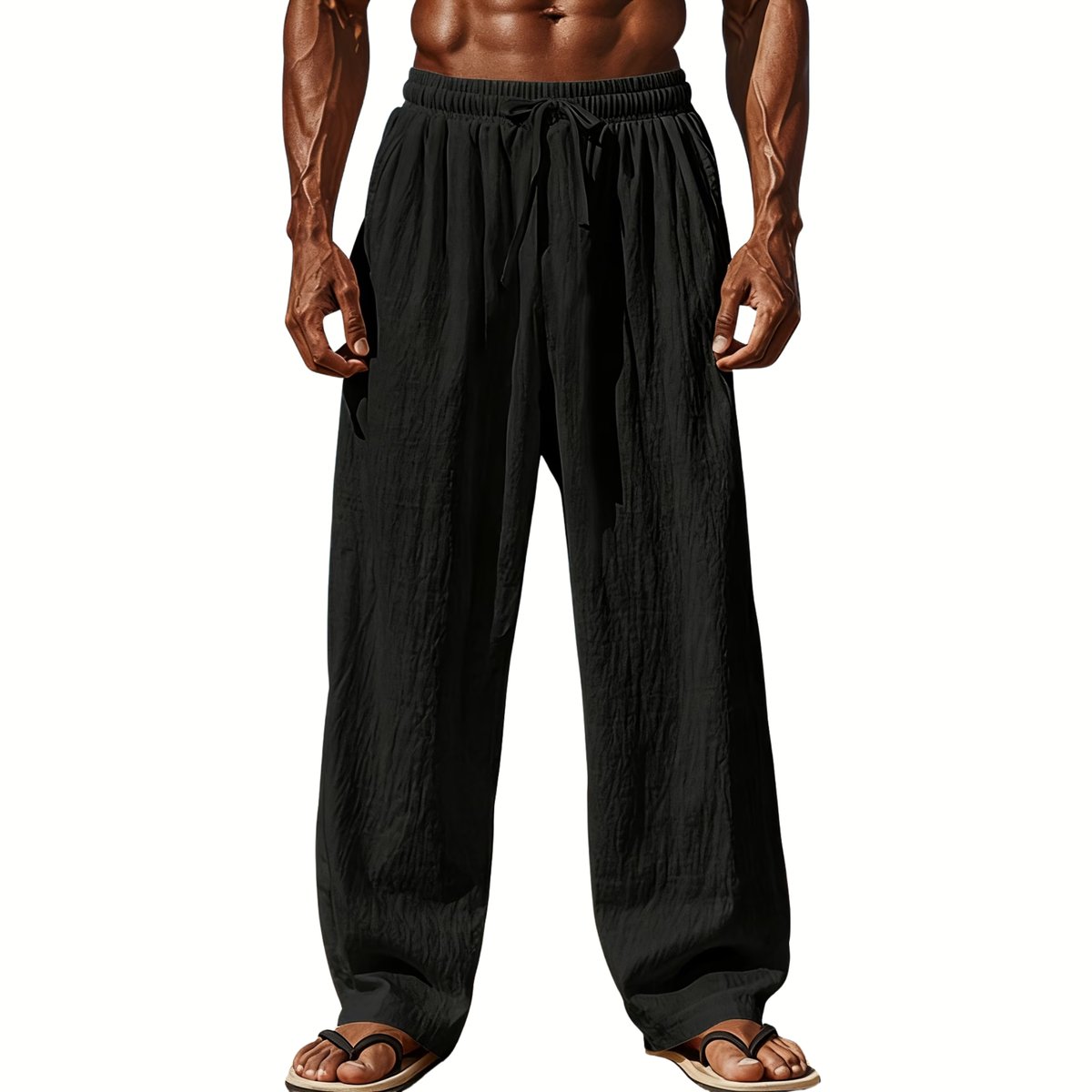 Currero Linnen Broek Heren - Zomerbroek - Volwassenen - Lange Broek - Pantalon - Strandbroek - Zomer - Ibiza Stijl - Zwart XXL