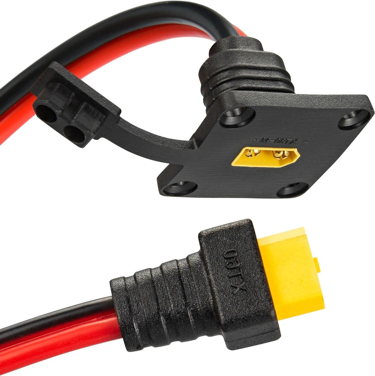XT60 Paneelkabel - Waterdichte Connector Kabel - Modelbouw Stroom Aansluiten - Hoge Geleidbaarheid Koper - 3FT 12AWG - Zwart Rood