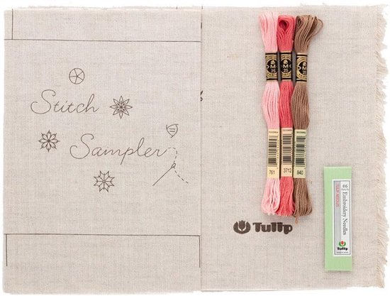 Borduur Sampler Boek - Steken Leerboek - Ambachtelijk Leren - 15 Verschillende Steken - 25.5 x 22.5 cm - Roze — afbeelding 4