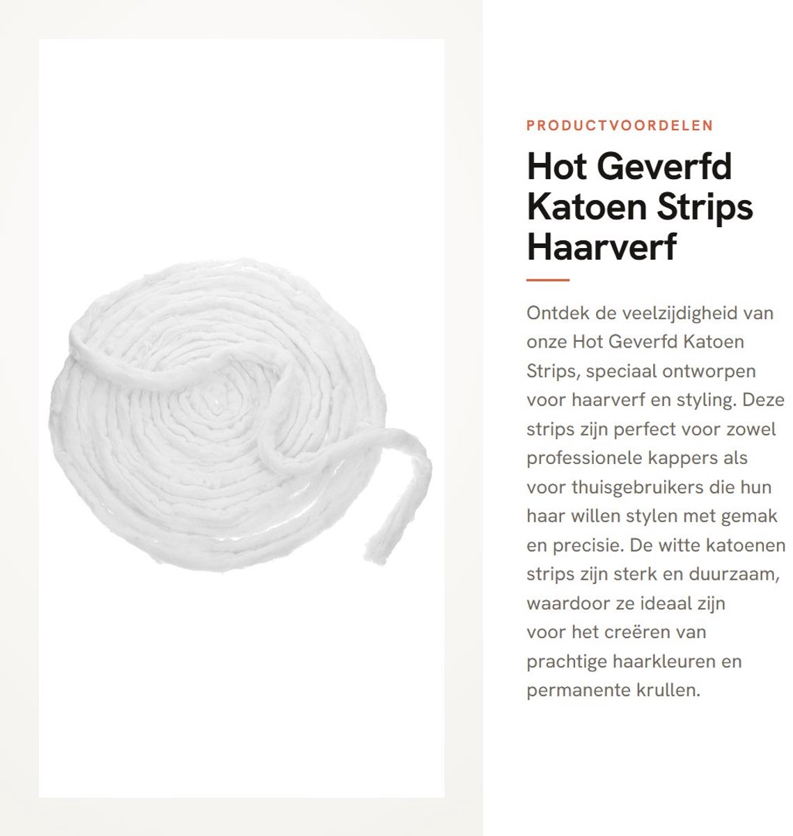 Dailygoods- Haar Coil Strips - Witte Katoenen Strips - 175-180g - 1064x2x1.5cm - Haarkleuring/Permantent - Must-have voor Kapsalon - Haarkleur Strips
