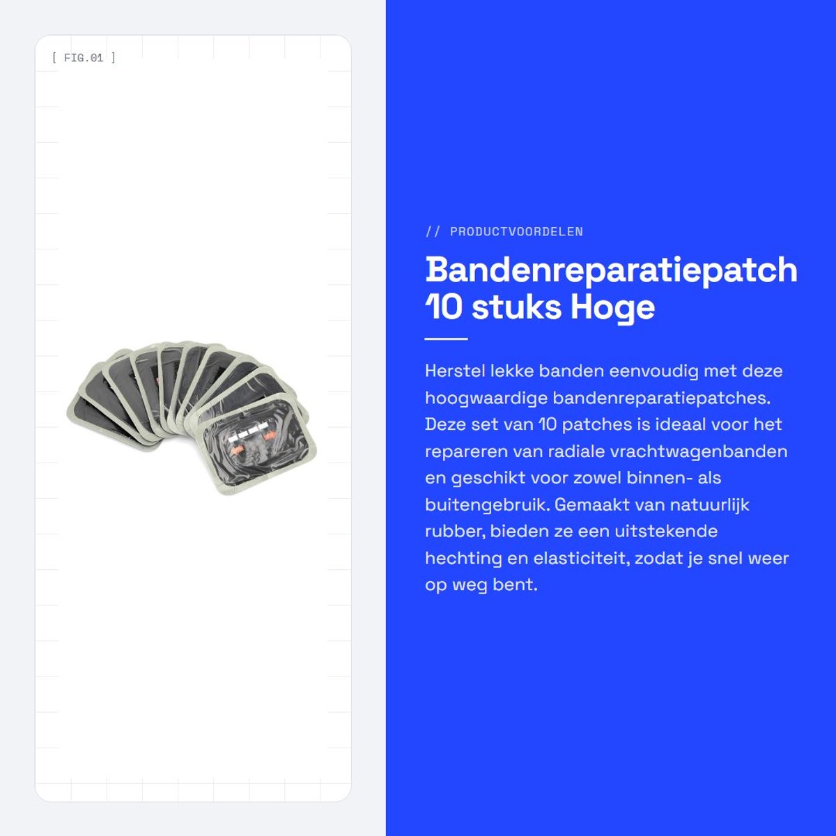 Dailygoods- Bandenreparatiepatch 10 stuks - 80 × 120 mm - Natuurlijk rubber - Hoge elasticiteit - Antislip - Canvaslaag ontwerp - Bandenpatch