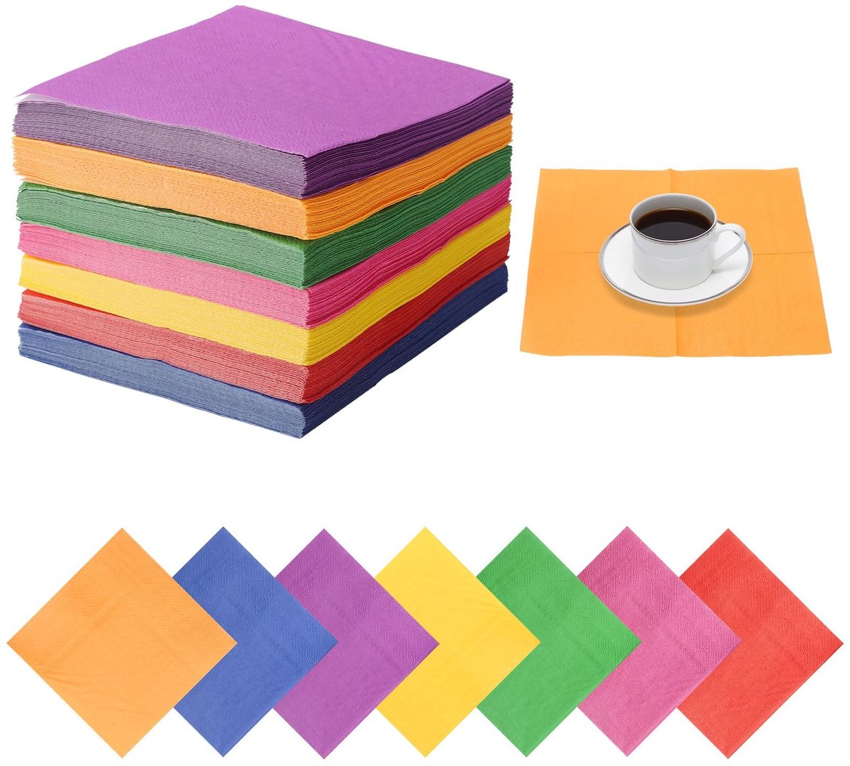 Dailygoods- Servetten 140 Stuks - Papieren Servetten - Verjaardagsservetten - Cocktailservetten 25 x 25 cm - Milieuvriendelijk - Absorberend - Feestservetten