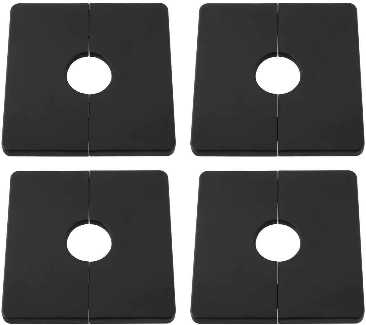 Dailygoods - Set van 4 Zelfklevende Rozetten voor Douchekoppen en Buizen, Zwart