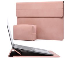 15-16 Inch Laptop Hoes Sleeve met Standaard voor MacBook Pro 16 M5/M4/M3/M2/M1 Pro/Max 2026-2019, XPS 15, MacBook Pro 15 2015-2012, Samsung Galaxy Book Pro/Flex 15, Roze