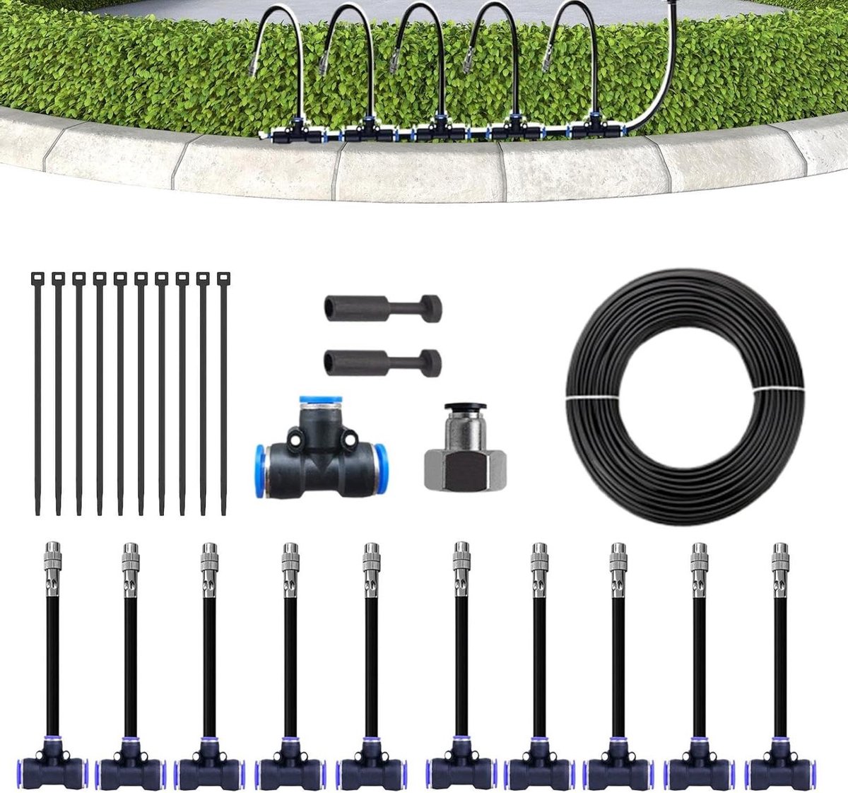 Irrigatieset Druppel - Tuinbesproeiing - Planten Verzorgen - Waterbesparend Ontwerp - 10 Meter - Zwart