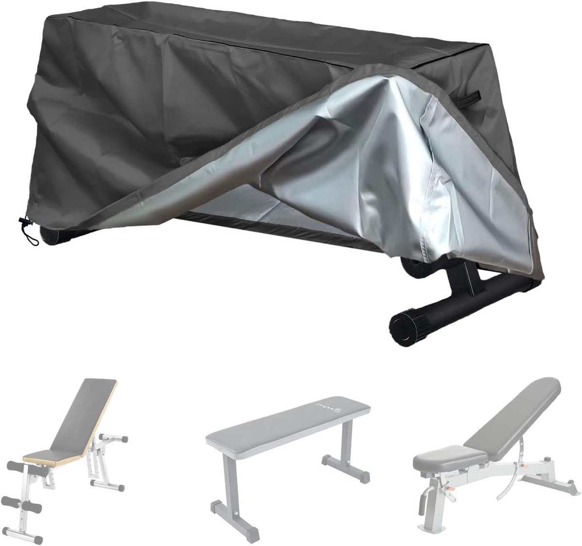 Fitnessbankhoes - Beschermhoes Gewichtbank - Apparatuur Beschermen - Waterdicht en UV-bestendig - 152 x 46 x 54 cm - Grijs