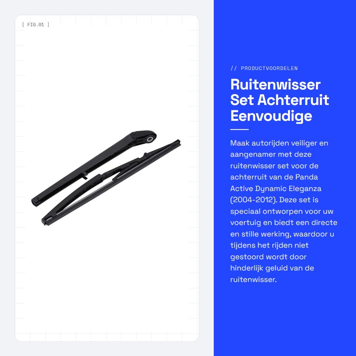 Dailygoods- Ruitenwisser Set Achterruit - Inclusief Wisserarm - Eenvoudig te Installeren - Stille Werking - Flexibel Ontwerp - Maximaal Contactoppervlak - Achterruitwisser