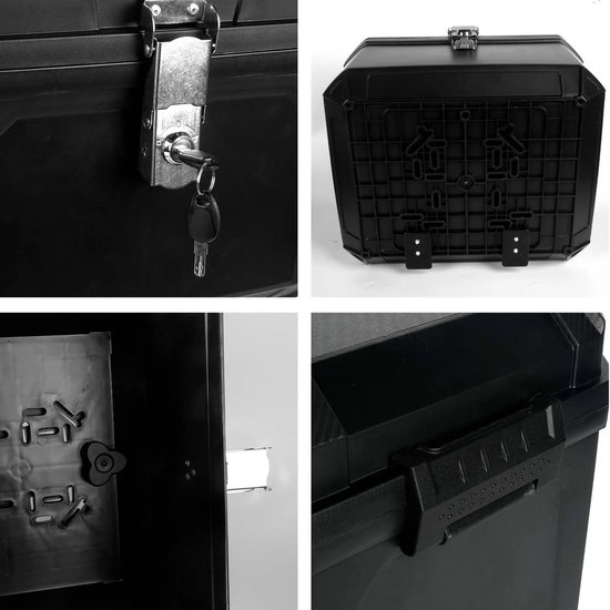Emvae Topkoffer - Motor Koffer - 55L - Motorfiets Achterkoffer - Afsluitbare Helm Opbergkoffer - ABS - Zwart