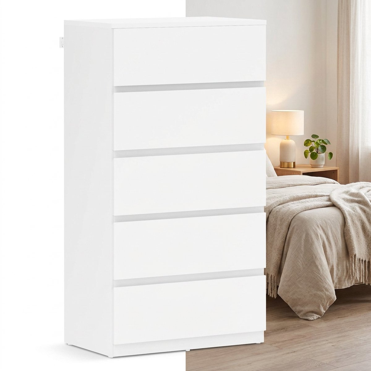 Ladekasten - Slaapkamer - Kledingkasten - Commode - Organizer - Massief - Wit